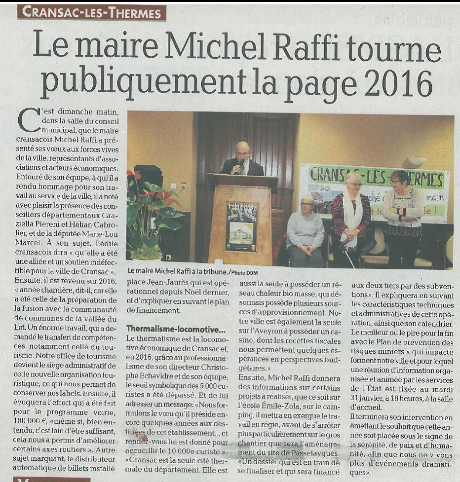 Article La dépêche Article voeux
