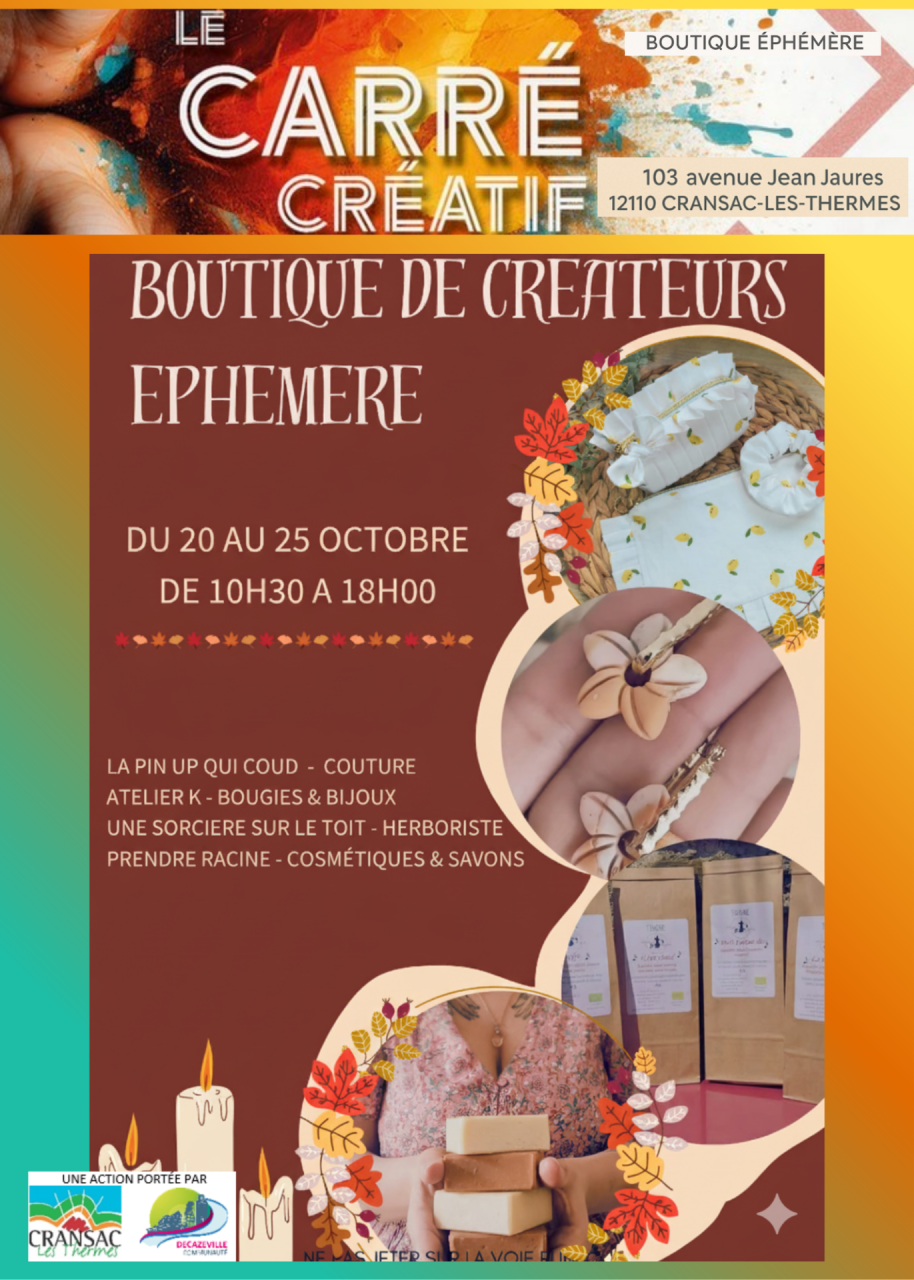 Flyer Carré Créatif semaine du 20 au 25 octobre