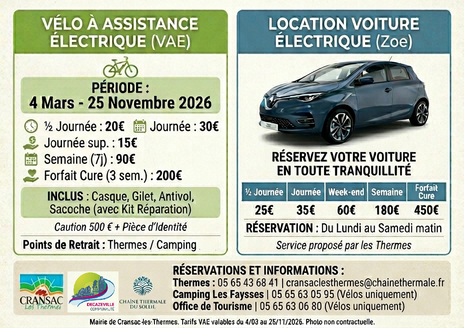 Évasion au vert en VAE et Renault Zoe : découvrez nos offres de location électrique pour vos escapades cransacoises.